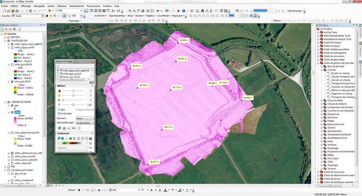 ArcMAP screenshot showing raster layers