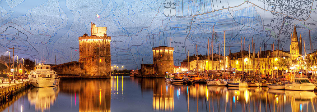 picture of the port of La Rochelle on a topographic map