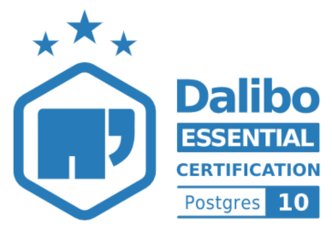 Dalibo Essential certification logo Postgres 10