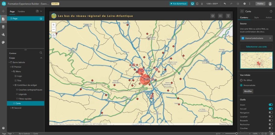 Example of application design using Experience Builder