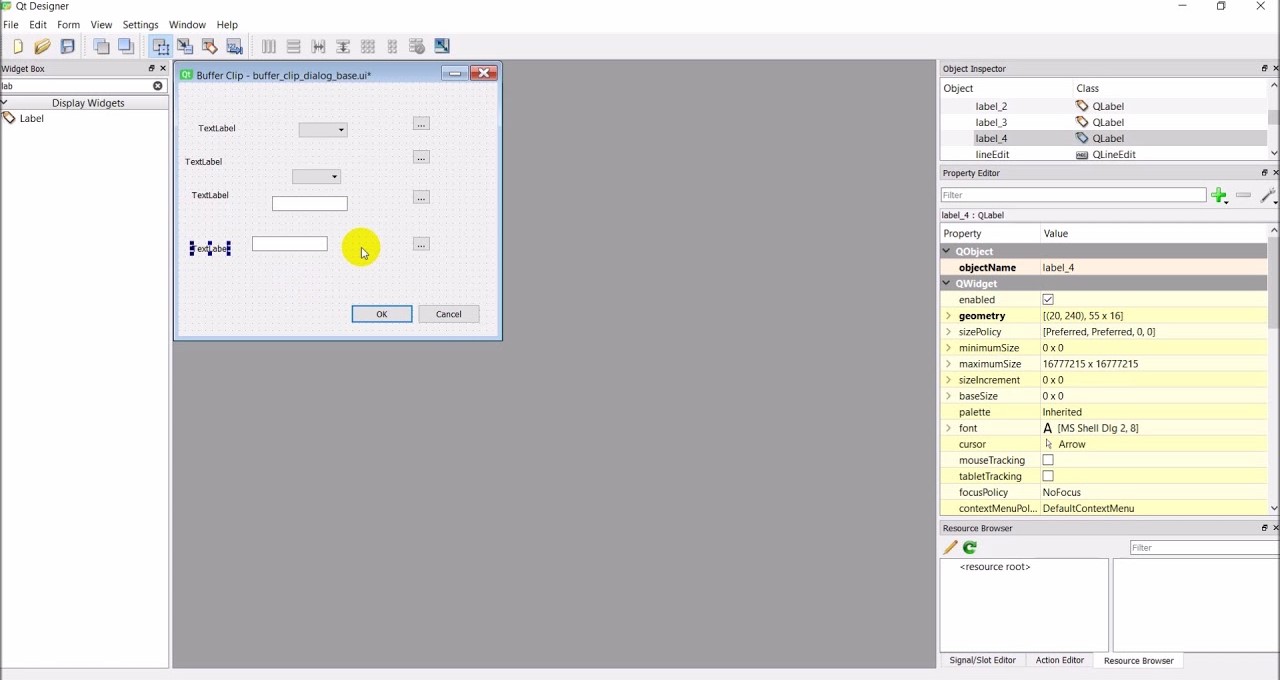 screenshot of Qt Designer